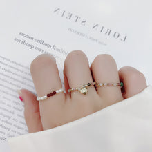 Load image into Gallery viewer, Fashion Elastic Heart Ring Beaded Pearl Ring Imitation Pearls Stacking Knuckle Rings Rice Beads Ring Women Jewelry Accessories Gifts
