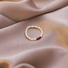 Load image into Gallery viewer, Fashion Elastic Heart Ring Beaded Pearl Ring Imitation Pearls Stacking Knuckle Rings Rice Beads Ring Women Jewelry Accessories Gifts
