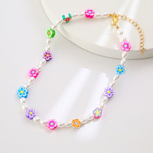 Load image into Gallery viewer, Fashion Bohemian Rice Bead Flower Necklace Sweet Handmade Imitation Pearls Clavicle Choker Beaded Necklace Women Jewelry Gifts
