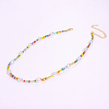 Load image into Gallery viewer, Bohemian Fashion Multicolored Rice Beads Necklace Imitation Pearl Clavicle Choker Beaded Necklace Women Jewelry Gifts
