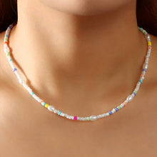 Load image into Gallery viewer, Fashion Sweet Multicolored Rice Bead Necklace Bohemian Imitation Pearl Clavicle Choker Beaded Necklace Women Jewelry Gifts
