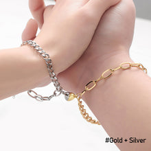 Load image into Gallery viewer, Fashion Couple Splicing Love Heart Magnets Bracelets Punk Wrist Chain Bracelets Creative Romantic Rope Women Men Jewelry Gifts
