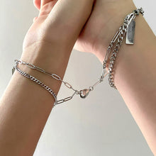 Load image into Gallery viewer, Fashion Titanium Steel Splicing Love Heart Magnet Couple Bracelets Punk Wrist Chain Bracelets Romantic Women Men Jewelry Gifts
