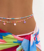 Load image into Gallery viewer, Sexy Vintage Belly Chain Beach Body Chain Double Layers Flower Elastic Tassel Streetwear Summer Women Waist Chain Fashion Jewelry
