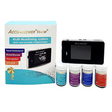 Load image into Gallery viewer, 4 in1 Multi-Function Cholesterol Meter Uric Acid&amp;Hemoglobin Blood Glucose Test strips kit for Diabetes Gout Device with Lancets
