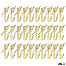Load image into Gallery viewer, 30Sets 20LB Golden Heavy Duty Picture Hangers with Nails Photo Frame Hooks Drywall Oil Painting Mirror Picture Hanging Hook
