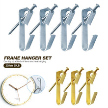 Load image into Gallery viewer, 30Sets 20LB Golden Heavy Duty Picture Hangers with Nails Photo Frame Hooks Drywall Oil Painting Mirror Picture Hanging Hook
