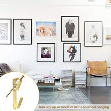Load image into Gallery viewer, 30Sets 20LB Golden Heavy Duty Picture Hangers with Nails Photo Frame Hooks Drywall Oil Painting Mirror Picture Hanging Hook
