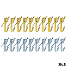 Load image into Gallery viewer, 30Sets 20LB Golden Heavy Duty Picture Hangers with Nails Photo Frame Hooks Drywall Oil Painting Mirror Picture Hanging Hook
