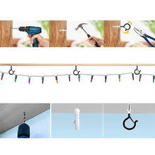 Load image into Gallery viewer, 6pcs Screw-In Ceiling Hooks Hanger with Expansion Screws Lights Wire Hanger Hooks Screw Hooks Wall Cabinet Ceiling Hooks For Outdoor Wirelight House Garage Party Christmas
