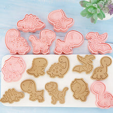 Load image into Gallery viewer, 8Pcs Cartoon Dinoaur Cookie Cutters Set Cute Dino Biscuits Mold Stamp DIY Cake Baking Tools

