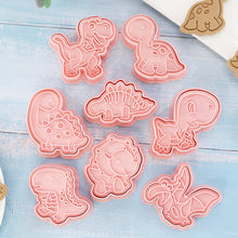 Load image into Gallery viewer, 8Pcs Cartoon Dinoaur Cookie Cutters Set Cute Dino Biscuits Mold Stamp DIY Cake Baking Tools
