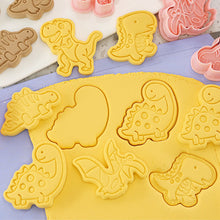 Load image into Gallery viewer, 8Pcs Cartoon Dinoaur Cookie Cutters Set Cute Dino Biscuits Mold Stamp DIY Cake Baking Tools
