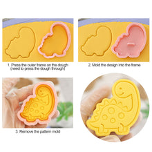 Load image into Gallery viewer, 8Pcs Cartoon Dinoaur Cookie Cutters Set Cute Dino Biscuits Mold Stamp DIY Cake Baking Tools

