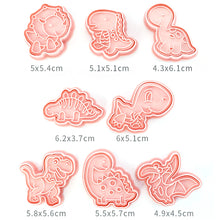 Load image into Gallery viewer, 8Pcs Cartoon Dinoaur Cookie Cutters Set Cute Dino Biscuits Mold Stamp DIY Cake Baking Tools
