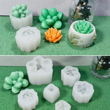 Load image into Gallery viewer, DIY Succulent Candle Silicone Mold Succulent Plants Resin Gypsum Figurine Mould Handmade Ornament Desk Decoration Craft Mold Eposy Tools Accessories
