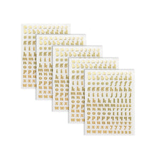 Load image into Gallery viewer, 5pcs/set 3mm Alphabet Letters Numbers Glitter Stikers for Epoxy Resin Mold Decorative Stickers Gold Silver Letters Numbers UV Epoxy Resin Fillings Material
