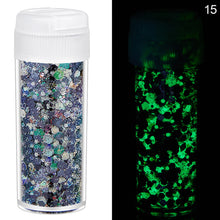 Load image into Gallery viewer, 24Colors 10g Luminous Sequins Epoxy Resin Fillers DIY Decoration Fillling Crafts Nails Art Decoative Glitter Paillette
