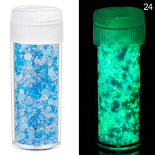 Load image into Gallery viewer, 24Colors 10g Luminous Sequins Epoxy Resin Fillers DIY Decoration Fillling Crafts Nails Art Decoative Glitter Paillette
