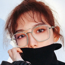 Load image into Gallery viewer, Double Beam Retro Square Oversized Frame Eyewear Anti Blue Light Glasses For Men Women Transition Spectacles
