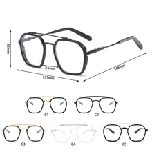 Load image into Gallery viewer, Double Beam Retro Square Oversized Frame Eyewear Anti Blue Light Glasses For Men Women Transition Spectacles
