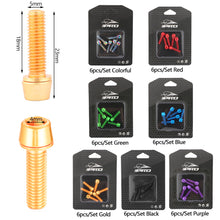 Load image into Gallery viewer, 6pcs MTB Bicycle Handlebar Screws Titanium-plated Colorful M5*18mm Stainless Steel Riser Screws Bike Stem Bolts
