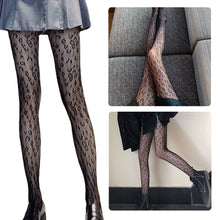 Load image into Gallery viewer, Women Sexy Lace Hollow Fishnet Tights Girls Student JK Lolita Pantyhose Japanese Gothic Embroidery Black White Stockings
