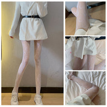Load image into Gallery viewer, Women Sexy Lace Hollow Fishnet Tights Girls Student JK Lolita Pantyhose Japanese Gothic Embroidery Black White Stockings
