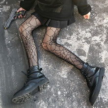 Load image into Gallery viewer, Women Sexy Lace Hollow Fishnet Tights Girls Student JK Lolita Pantyhose Japanese Gothic Embroidery Black White Stockings
