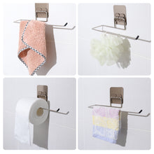 Load image into Gallery viewer, Multi Scene Hole-free Hanging Stainless Steel Bathroom Roll Paper Holder Towel Stand Kitchen Double Hook Storage Rack
