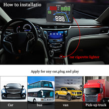 Load image into Gallery viewer, Car GPS Auto HUD Speedometers Overspeed Head Up Display Accessories Display Windshield Projector Cigarette Lighter Connect
