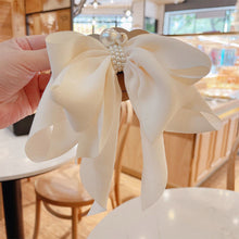 Load image into Gallery viewer, Chiffon Bow Pearl Hair Clip Spring Clip Hair Accessories Fashion All-match Hair Clip Temperament Hairpin
