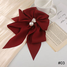 Load image into Gallery viewer, Chiffon Bow Pearl Hair Clip Spring Clip Hair Accessories Fashion All-match Hair Clip Temperament Hairpin

