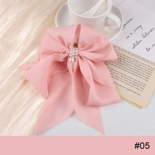 Load image into Gallery viewer, Chiffon Bow Pearl Hair Clip Spring Clip Hair Accessories Fashion All-match Hair Clip Temperament Hairpin
