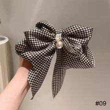 Load image into Gallery viewer, Chiffon Bow Pearl Hair Clip Spring Clip Hair Accessories Fashion All-match Hair Clip Temperament Hairpin
