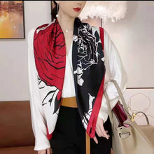 Load image into Gallery viewer, 90*90cm Women Square Scarf Summer Sunscreen Silk Scarf Vintage Fashion Thin Square Silk Scarf

