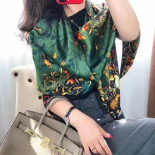 Load image into Gallery viewer, 90*90cm Women Square Scarf Summer Sunscreen Silk Scarf Vintage Fashion Thin Square Silk Scarf
