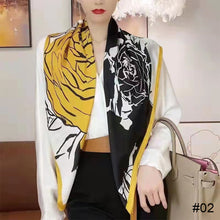 Load image into Gallery viewer, 90*90cm Women Square Scarf Summer Sunscreen Silk Scarf Vintage Fashion Thin Square Silk Scarf
