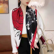 Load image into Gallery viewer, 90*90cm Women Square Scarf Summer Sunscreen Silk Scarf Vintage Fashion Thin Square Silk Scarf
