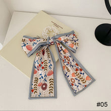 Load image into Gallery viewer, Pearl Head Rope Bow Ribbon Silk Scarf Hair Rope Hair Band Hair Ring Fashion All-match Hair Accessories
