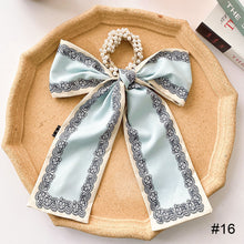Load image into Gallery viewer, Pearl Head Rope Bow Ribbon Silk Scarf Hair Rope Hair Band Hair Ring Fashion All-match Hair Accessories
