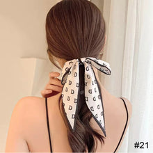 Load image into Gallery viewer, Pearl Head Rope Bow Ribbon Silk Scarf Hair Rope Hair Band Hair Ring Fashion All-match Hair Accessories

