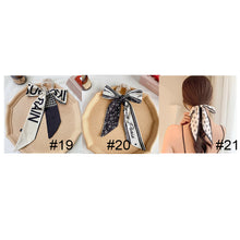 Load image into Gallery viewer, Pearl Head Rope Bow Ribbon Silk Scarf Hair Rope Hair Band Hair Ring Fashion All-match Hair Accessories
