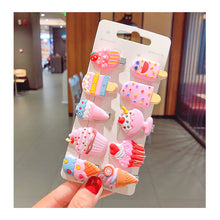 Load image into Gallery viewer, 10pcs/set Children Hairpin Cartoon Ice Cream Hairpin Colorful Sweet Hair Clips Fashion Hair Accessories
