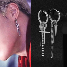 Load image into Gallery viewer, Men's Earrings Steel Color Chain Geometric Fringe Long Men's Earrings Fashion Simple Accessories Jewelry
