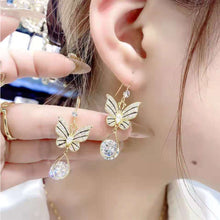 Load image into Gallery viewer, Butterfly Long Pearl Tassel Earrings Zircon Butterfly Stud Earrings Creative Simple Accessories Jewelry for Women
