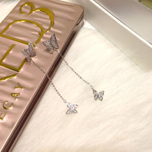 Load image into Gallery viewer, Butterfly Long Pearl Tassel Earrings Zircon Butterfly Stud Earrings Creative Simple Accessories Jewelry for Women
