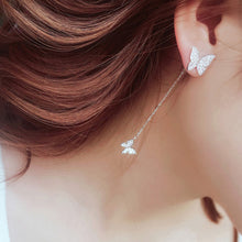 Load image into Gallery viewer, Butterfly Long Pearl Tassel Earrings Zircon Butterfly Stud Earrings Creative Simple Accessories Jewelry for Women
