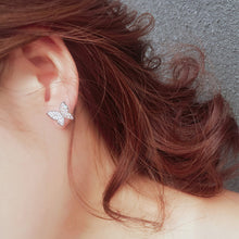 Load image into Gallery viewer, Butterfly Long Pearl Tassel Earrings Zircon Butterfly Stud Earrings Creative Simple Accessories Jewelry for Women
