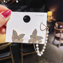 Load image into Gallery viewer, Cutout Bow Pearl Pendant Stud Earrings Bow Diamond Earrings Creative Simple Accessories Jewelry for Women
